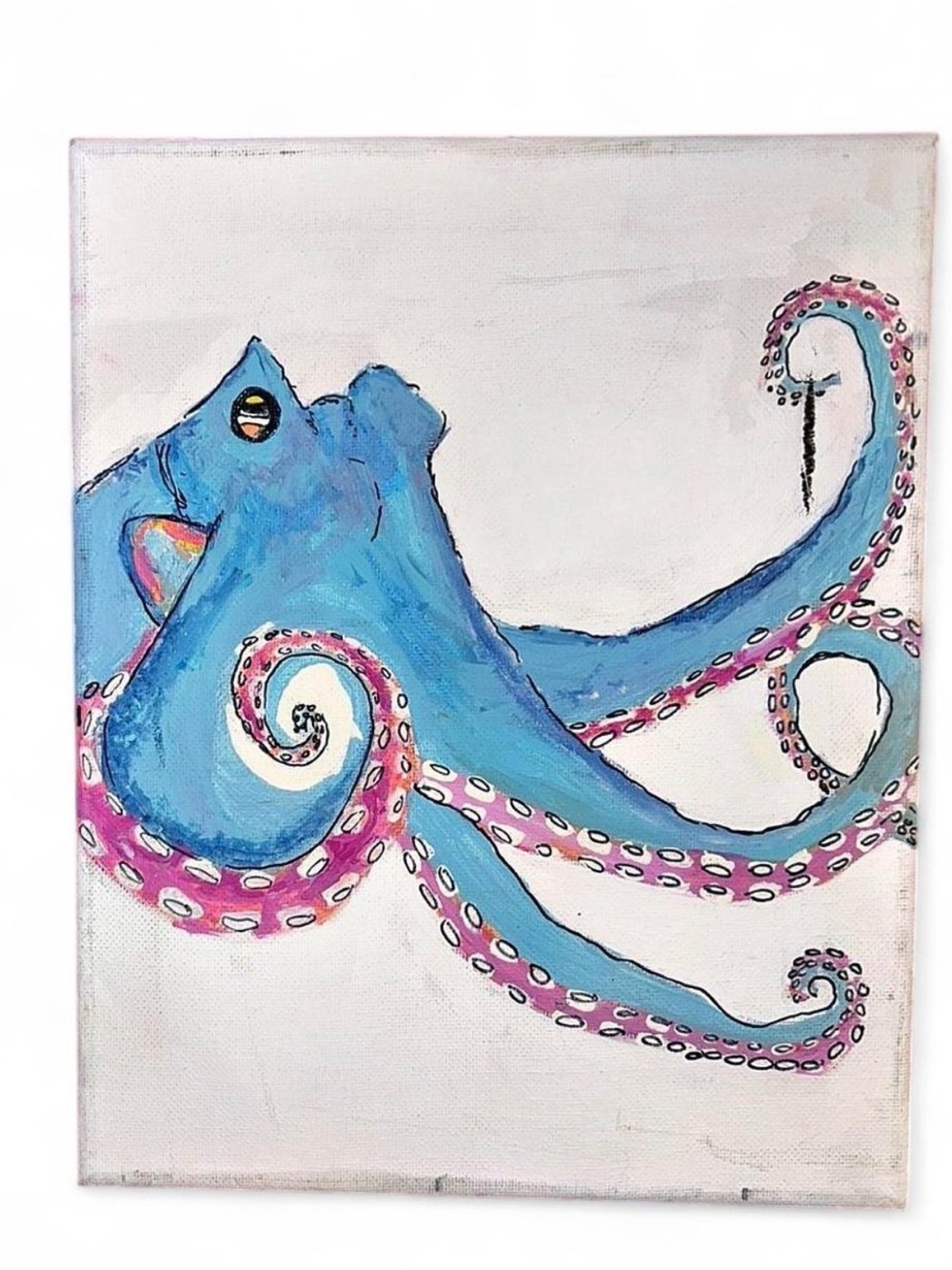 Blue and Pink Octopus Canvas Art
